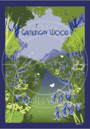 Gamlingay Wood - Bluebell Wood - Travel Print Floral Design